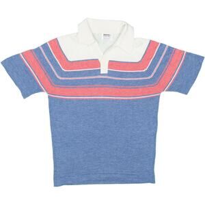 Vintage Retro Stripe Knit Polo Shirt 70s